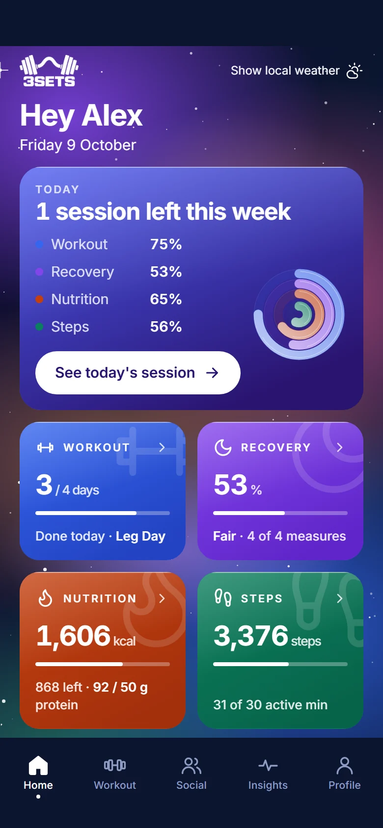 3SETS in the Gradient theme